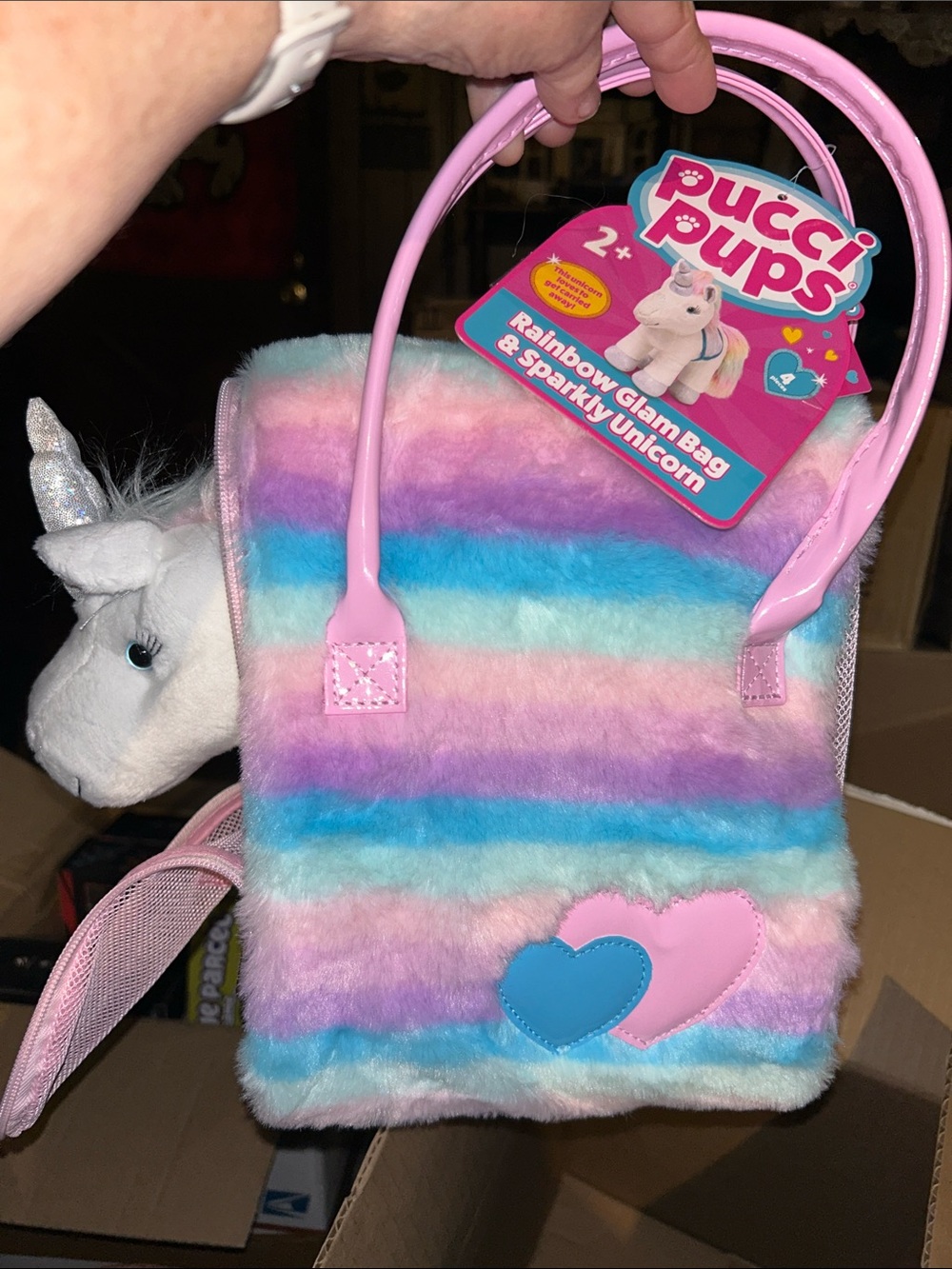 Build-A-Bear White Plush Unicorn with Sparkly Accents and Pastel Mane